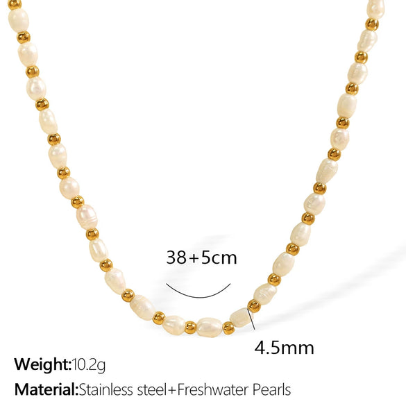Jewelry Freshwater Pearl 316L Stainless Steel Electroplating Geometric Women's Necklace Bracelet