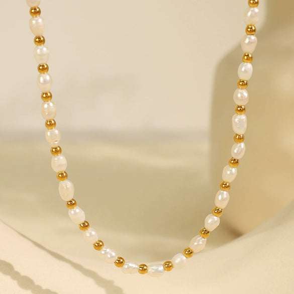 Jewelry Freshwater Pearl 316L Stainless Steel Electroplating Geometric Women's Necklace Bracelet