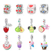 Jewelry Fruit Avocado Pear Raspberry Apple Charm Hanging Bead Silver Plated Dripping Oil