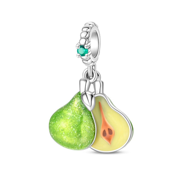 Jewelry Fruit Avocado Pear Raspberry Apple Charm Hanging Bead Silver Plated Dripping Oil