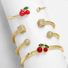 Jewelry Fruit Cherry Square Copper Goldplated Bracelet