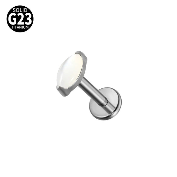 Jewelry G23 Titanium Horse Eye Drop Shape Inner Tooth Flat Lip Piercing