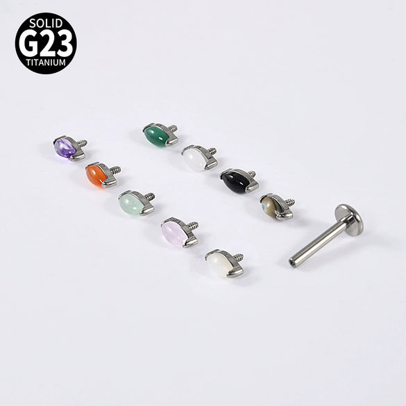 Jewelry G23 Titanium Horse Eye Drop Shape Inner Tooth Flat Lip Piercing