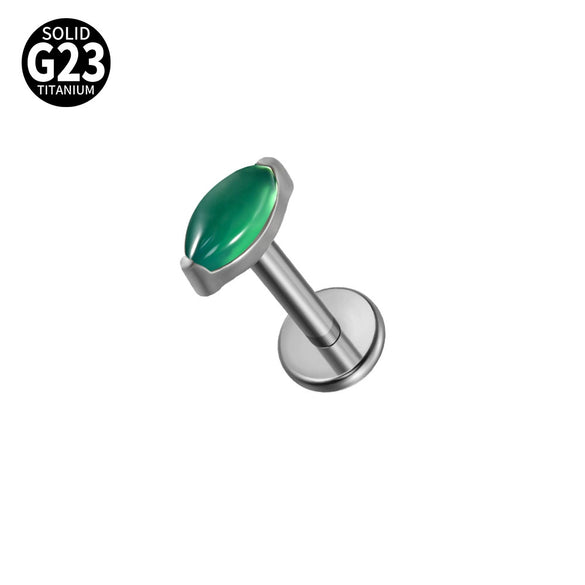 Jewelry G23 Titanium Horse Eye Drop Shape Inner Tooth Flat Lip Piercing