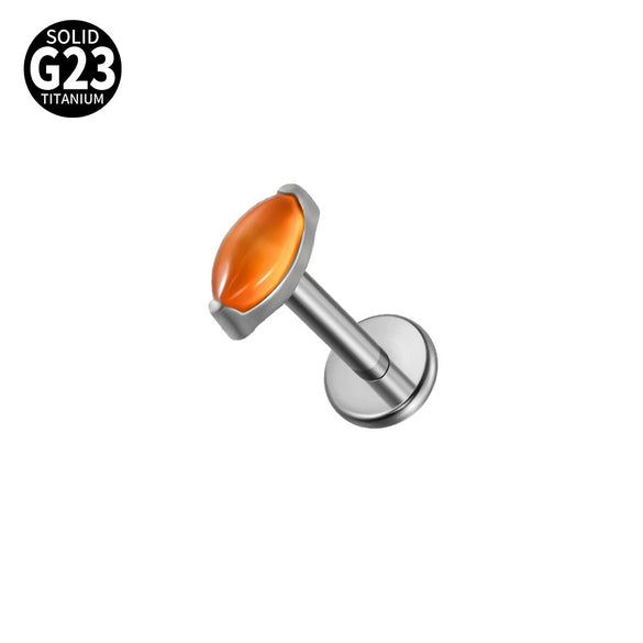 Jewelry G23 Titanium Horse Eye Drop Shape Inner Tooth Flat Lip Piercing