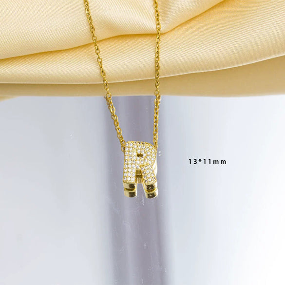 Jewelry Gemstone Letter Electroplated Copper Necklace
