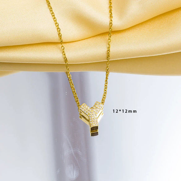 Jewelry Gemstone Letter Electroplated Copper Necklace