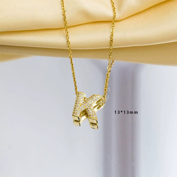 Jewelry Gemstone Letter Electroplated Copper Necklace