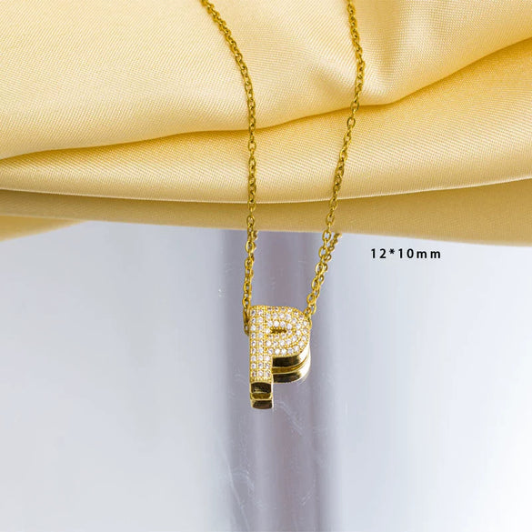 Jewelry Gemstone Letter Electroplated Copper Necklace