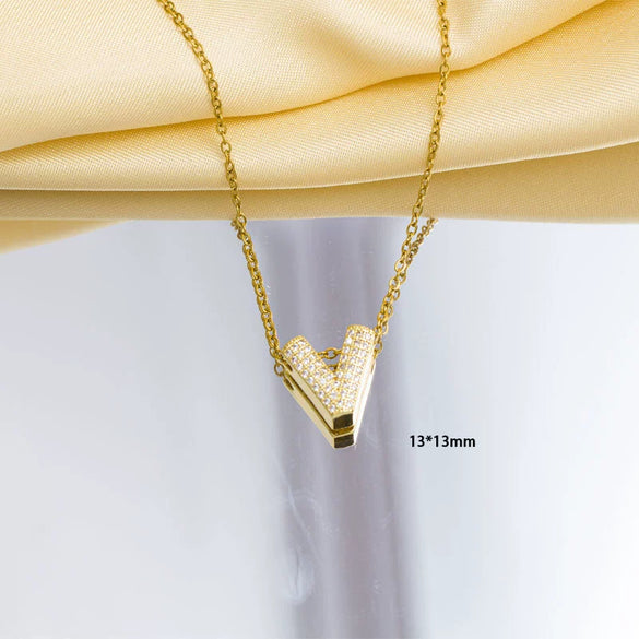 Jewelry Gemstone Letter Electroplated Copper Necklace