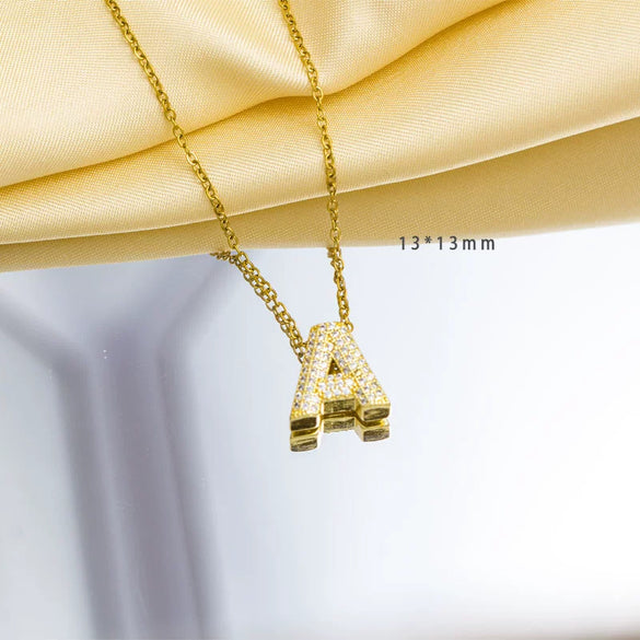 Jewelry Gemstone Letter Electroplated Copper Necklace