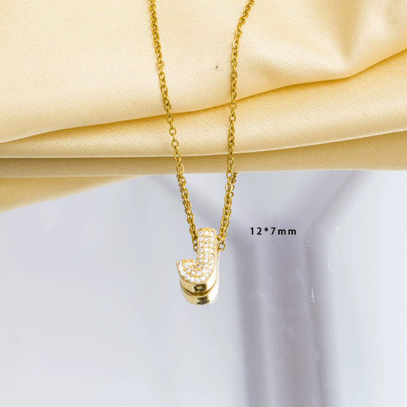 Jewelry Gemstone Letter Electroplated Copper Necklace