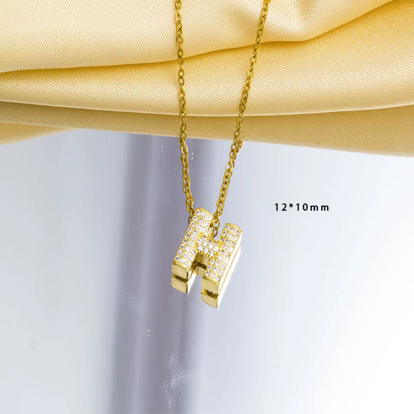Jewelry Gemstone Letter Electroplated Copper Necklace