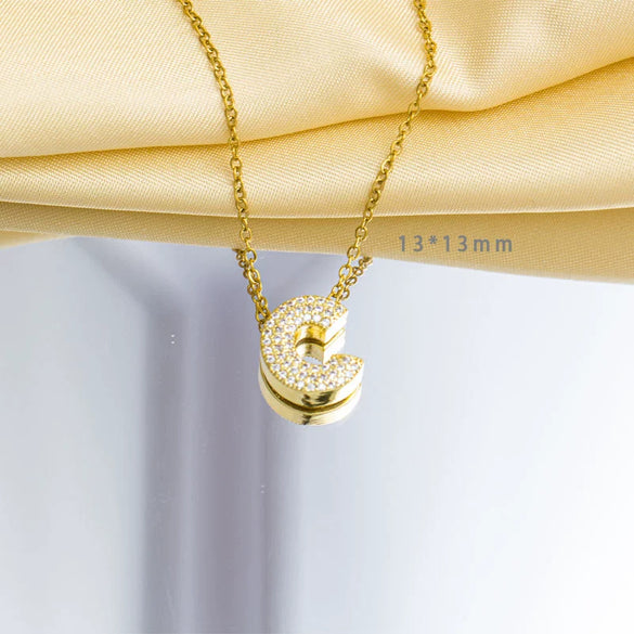Jewelry Gemstone Letter Electroplated Copper Necklace