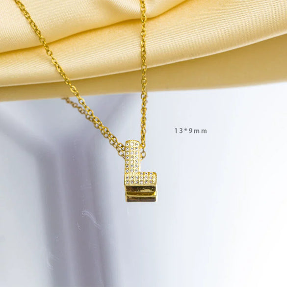 Jewelry Gemstone Letter Electroplated Copper Necklace