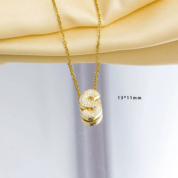 Jewelry Gemstone Letter Electroplated Copper Necklace
