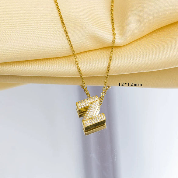 Jewelry Gemstone Letter Electroplated Copper Necklace