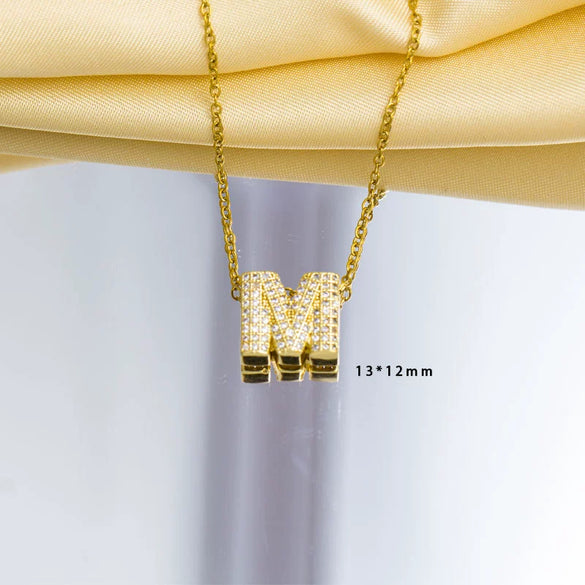 Jewelry Gemstone Letter Electroplated Copper Necklace