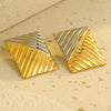 Jewelry Geometric Color Matching Square Stainless Steel Earrings Electroplating Design