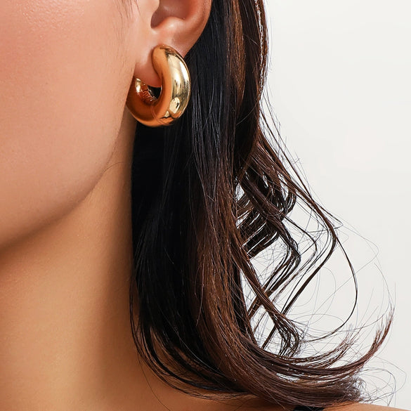 Jewelry Geometric Cshaped Glossy Open Ear Bone Clip Electroplated Minimalist Women's