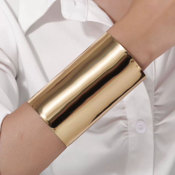 Jewelry Geometric Iron Open Arm Bracelet Punk Modern Exaggerated Wide Electroplating