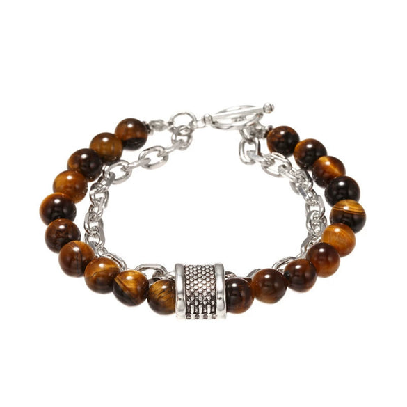 Jewelry Geometric Punk Style Frosted Artificial Crystal Alloy Men's Bracelet With Polishing
