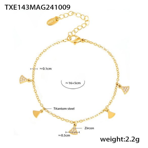 Jewelry Geometric Skirt Shaped 316L Stainless Steel And Zircon Accessories Set With 18K Gold Plated Electroplating For Women