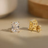 Jewelry Geometric Square 925 Silver Stud Earrings With Princess Cut Super Flash Zircon Electroplating