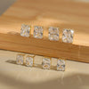 Jewelry Geometric Square 925 Silver Stud Earrings With Princess Cut Super Flash Zircon Electroplating