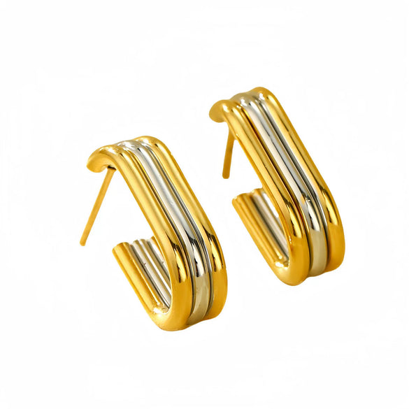 Jewelry Geometric Stainless Steel Electroplated Earrings For Women