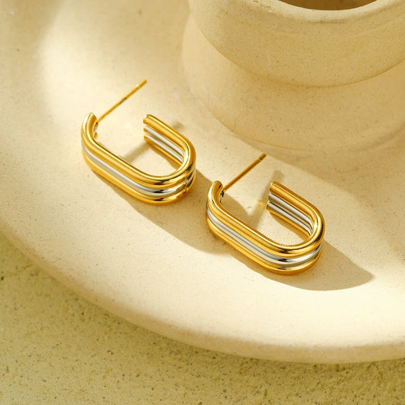 Jewelry Geometric Stainless Steel Electroplated Earrings For Women