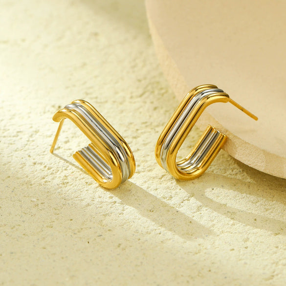 Jewelry Geometric Stainless Steel Electroplated Earrings For Women