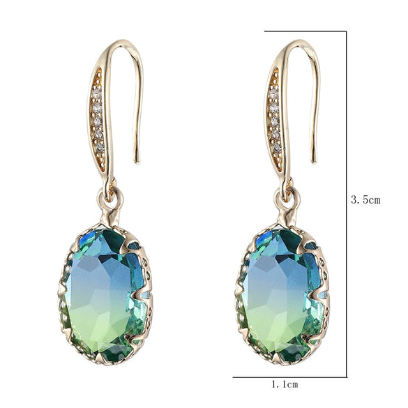 Jewelry Geometric Zircon Inlaid Oval Earrings With Electroplating For Women