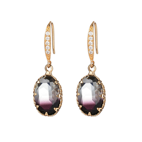 Jewelry Geometric Zircon Inlaid Oval Earrings With Electroplating For Women