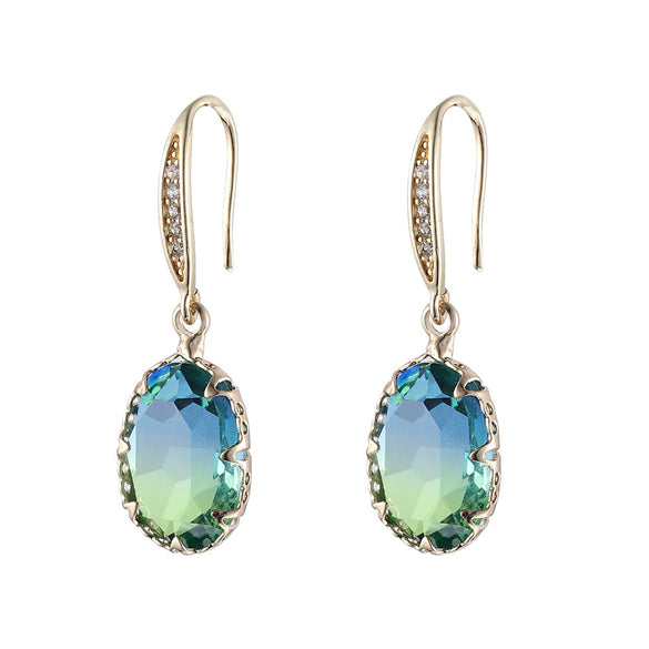 Jewelry Geometric Zircon Inlaid Oval Earrings With Electroplating For Women
