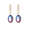 Jewelry Geometric Zircon Inlaid Oval Earrings With Electroplating For Women