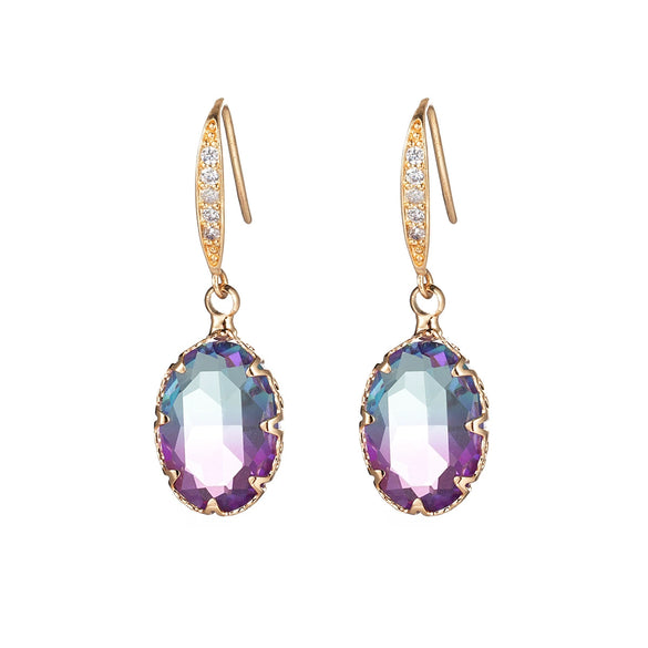 Jewelry Geometric Zircon Inlaid Oval Earrings With Electroplating For Women