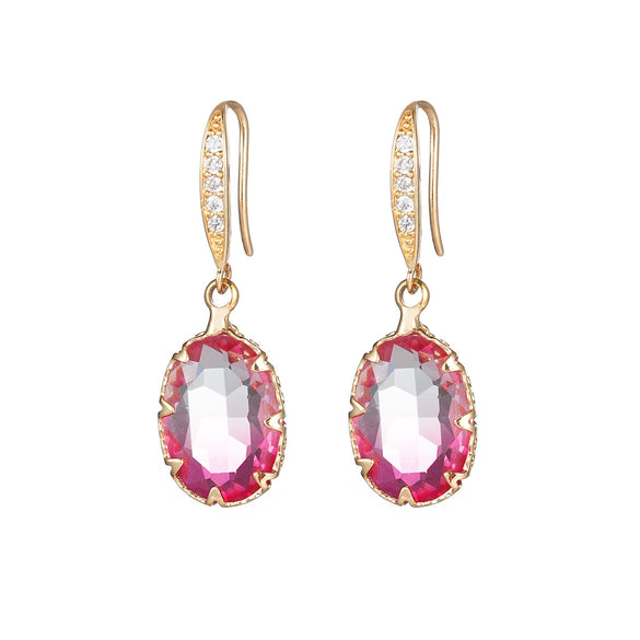Jewelry Geometric Zircon Inlaid Oval Earrings With Electroplating For Women