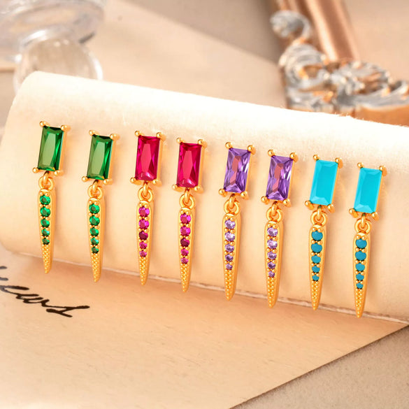 Jewelry Geometric Zircon Stainless Steel Flower Electroplated Women's Ear Stud