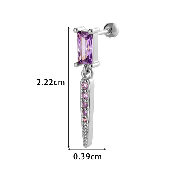 Jewelry Geometric Zircon Stainless Steel Flower Electroplated Women's Ear Stud