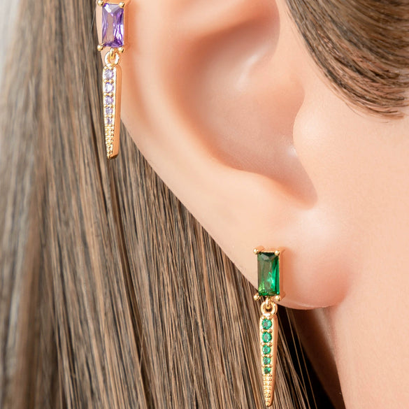 Jewelry Geometric Zircon Stainless Steel Flower Electroplated Women's Ear Stud