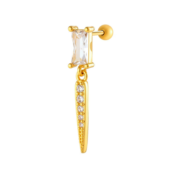 Jewelry Geometric Zircon Stainless Steel Flower Electroplated Women's Ear Stud