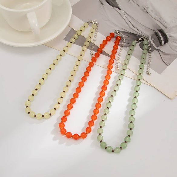 Jewelry Glass Beads And Rice Beads Geometric Handmade Women's Clavicle Chain