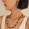 Jewelry Glass Glaze Rice Beads Color Handmade Earrings Necklace Two Piece Set For Women