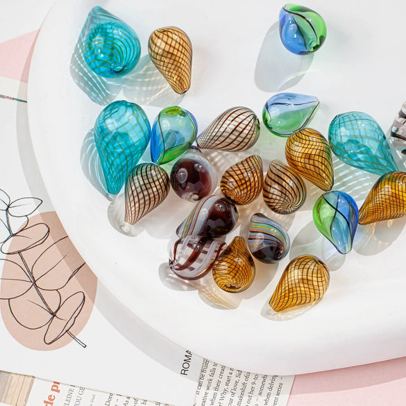 Jewelry Glass Glazed Irregular Water Drop Stripe Diy Handmade Beads Necklace Earrings