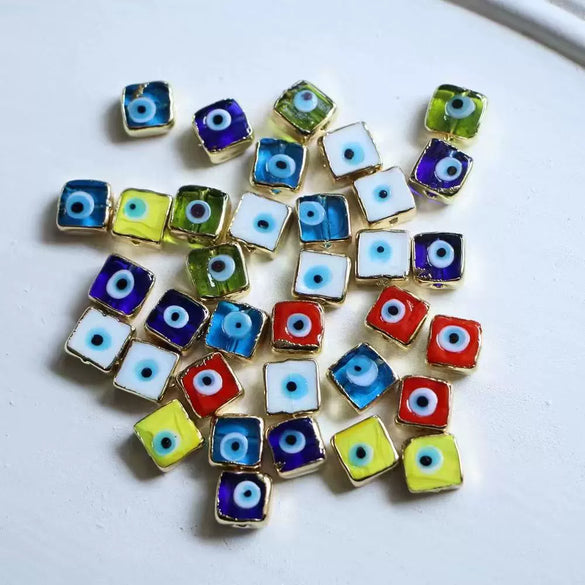 Jewelry Glass Glazed Square Electroplating Loose Beads Necklace Bracelet