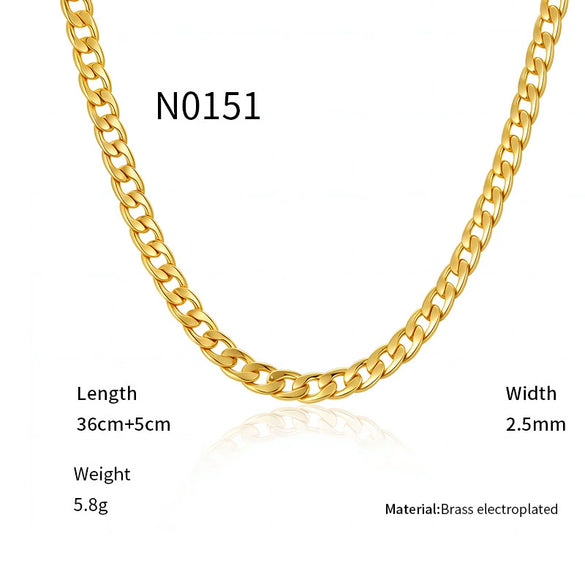 Jewelry Gold Plated Brass Twisted Chain Necklace Electroplating Geometric Style