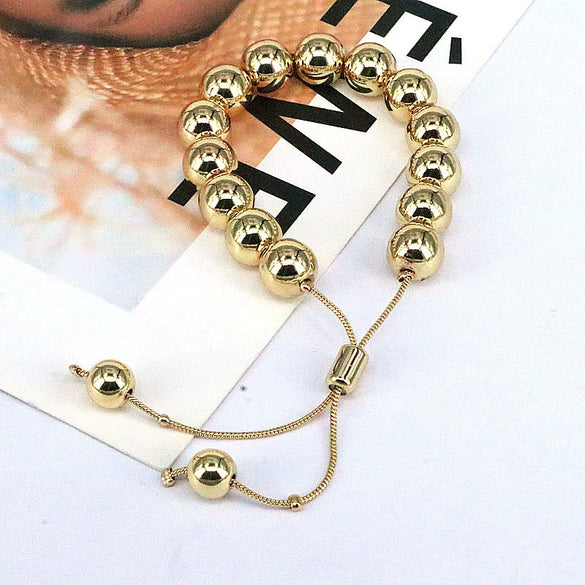 Jewelry Gold Plated Geometric Round Beads Hip Hop Bracelet For Women
