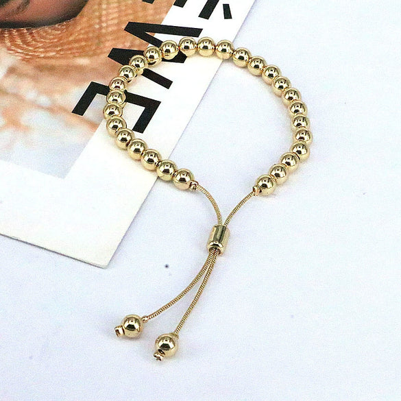 Jewelry Gold Plated Geometric Round Beads Hip Hop Bracelet For Women