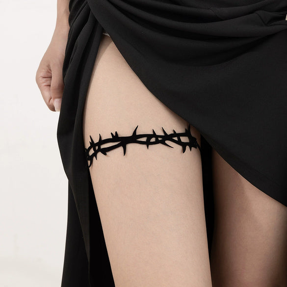 Jewelry Gothic Dark Style Cloth Thorns Rose Elastic Thigh Chain Leg Ring For Women